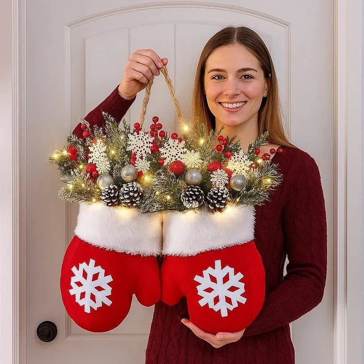 Corona di Natale a Forma di Guanti – 120 LED con Funzione Timer