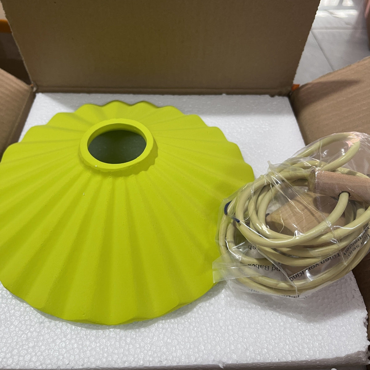 Lampada a sospensione moderna in cemento con paralume scallop a 1 luce per soggiorno