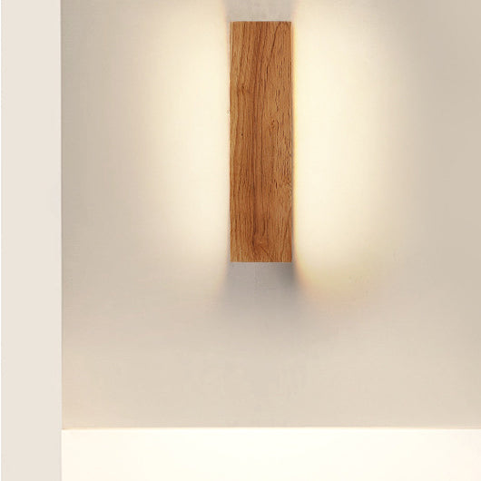 Lampada da parete LED a striscia in legno massello semplice