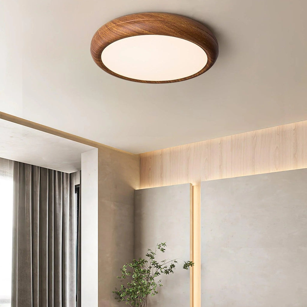 Lampada da soffitto circolare classica ispirata al legno