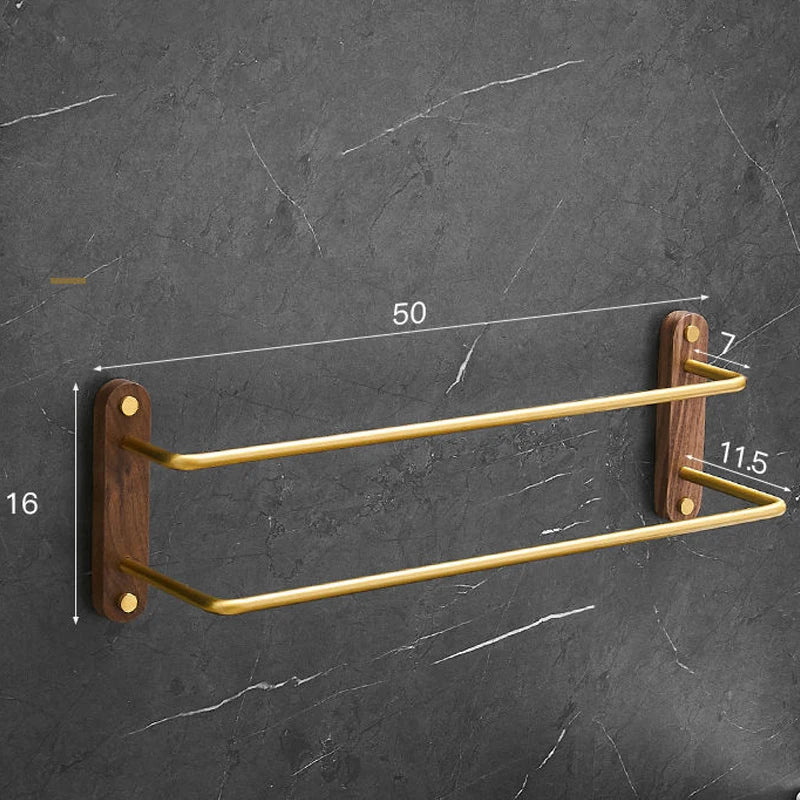Barra doppia per asciugamani da bagno da 19" supporto per asciugamani non perforato in oro nero