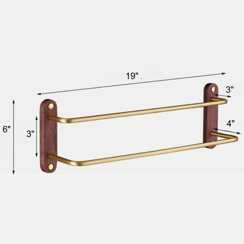 Barra doppia per asciugamani da bagno da 19" supporto per asciugamani non perforato in oro nero