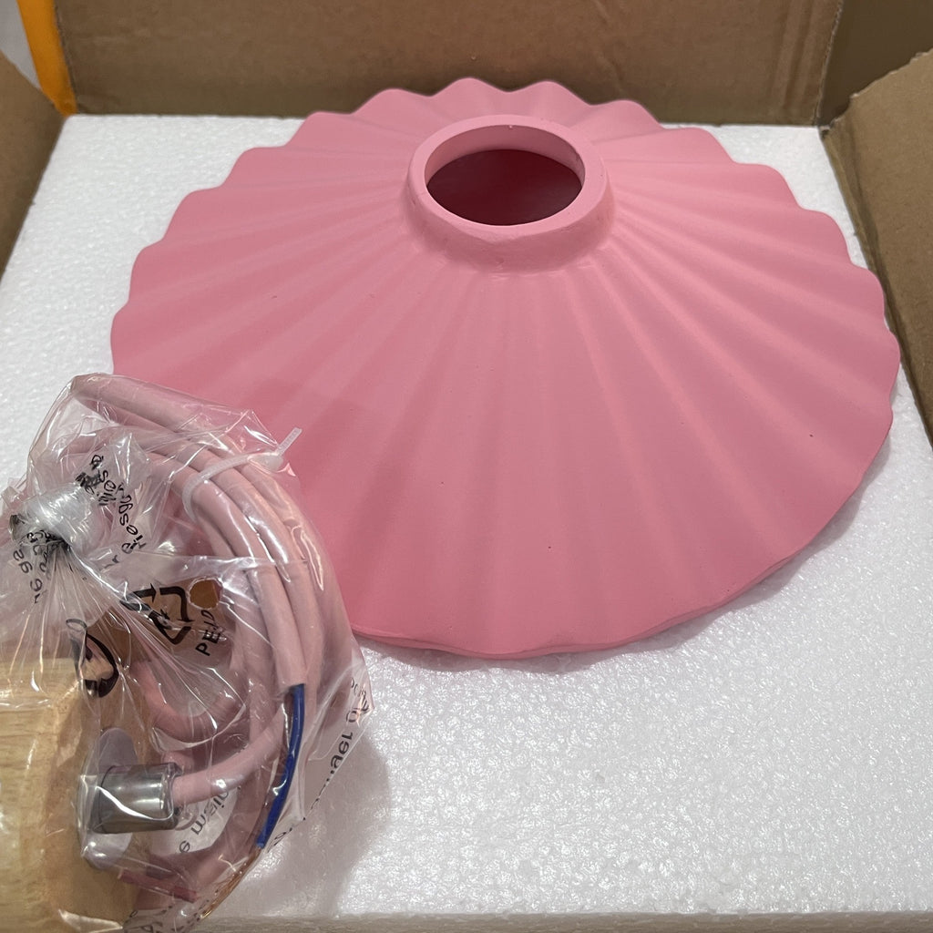 Lampada a sospensione moderna in cemento con paralume scallop a 1 luce per soggiorno