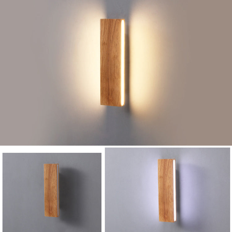Lampada da parete LED a striscia in legno massello semplice