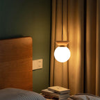 Lampada da soffitto a sfera di vetro | Design legno