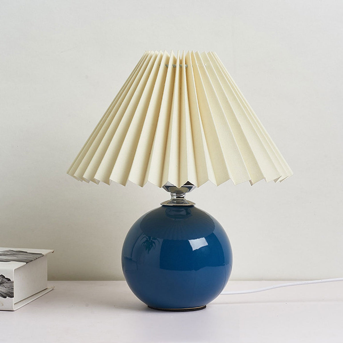 Lampada da Tavolo Ceramica Pieghettata Minimalista Nordica a 1 Luce