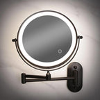 Specchio ingrandente LED ricaricabile nero per trucco e bagno