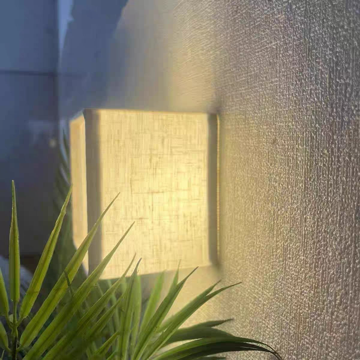Lampada da Parete LED con Ombra in Tessuto Quadrata Tradizionale Giapponese per Soggiorno