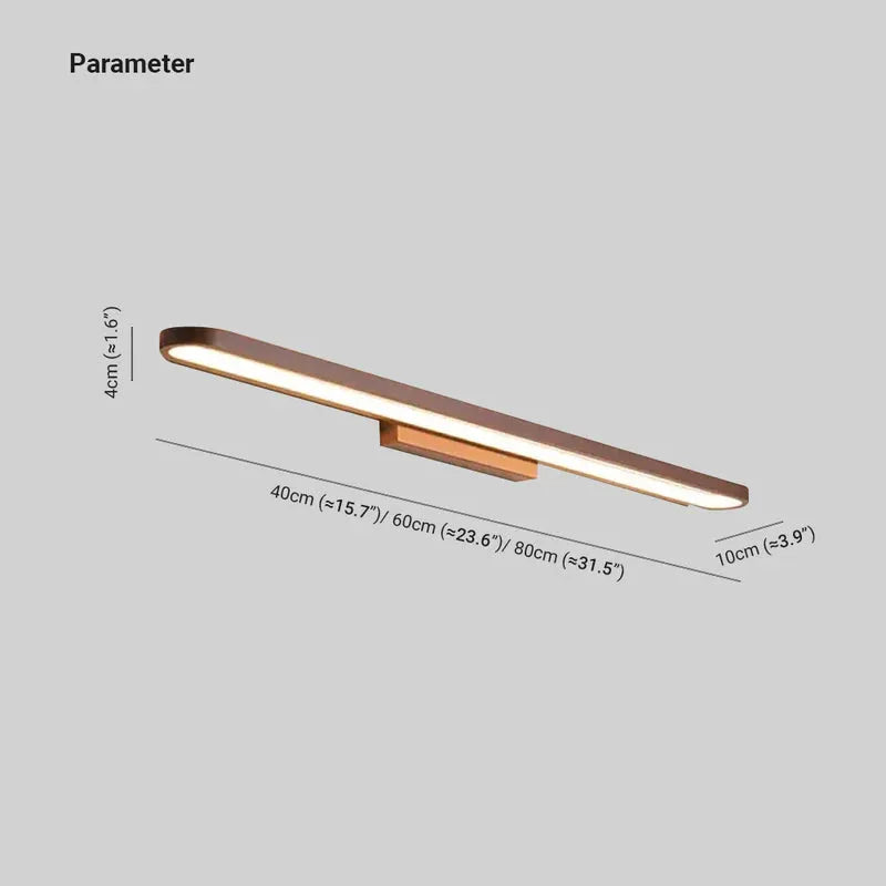 Lampada da Parete Moderna in Metallo Luxa con Specchio Frontale, Curvata, Nera/Caffè
