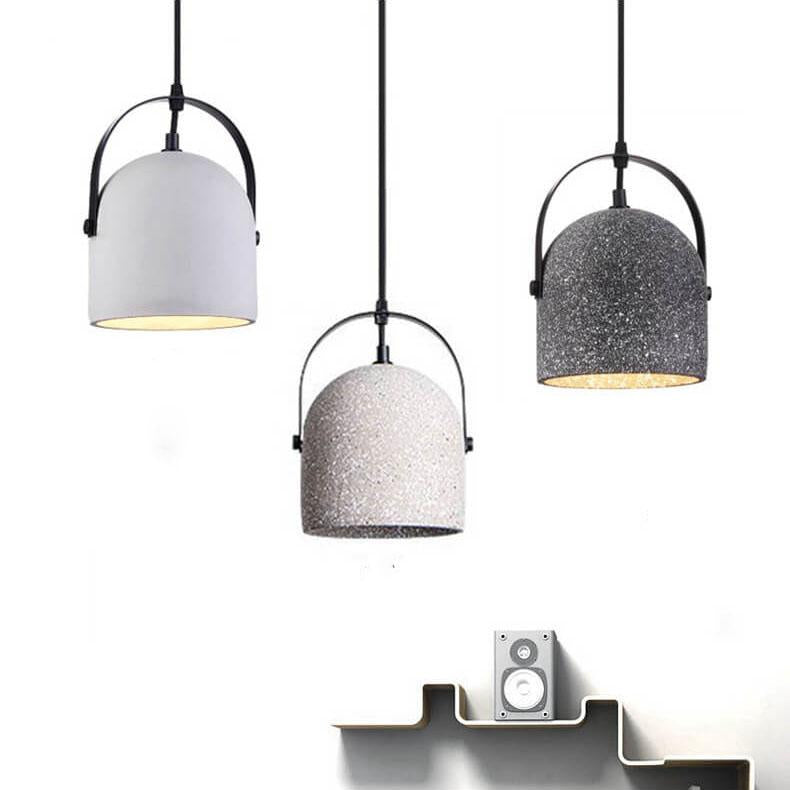 Lampada a Sospensione Cilindrica in Cemento Creativo Nordic con 1 Luce