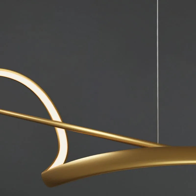 Lampada a Sospensione Zelin Wave Designer Minimalista, Metallo, Ottone/Nero