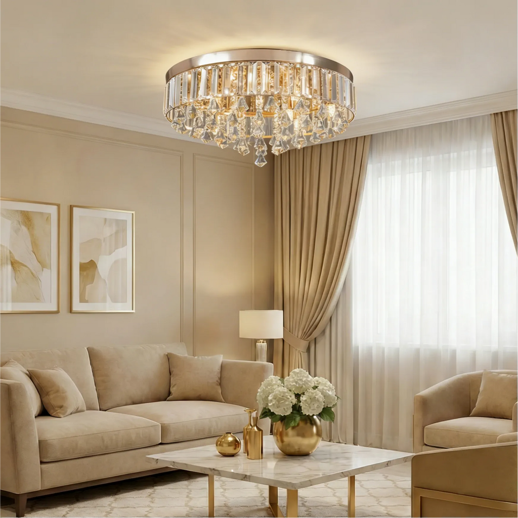 Moderna Luce da Soffitto Rotonda in Cristallo