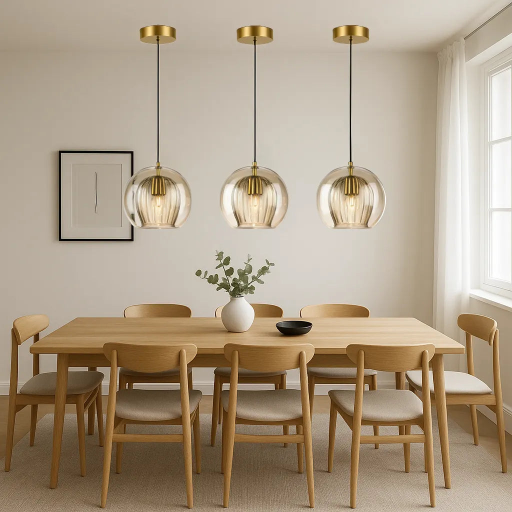 Lampada a Sospensione in Vetro Sferico Chic Moderno
