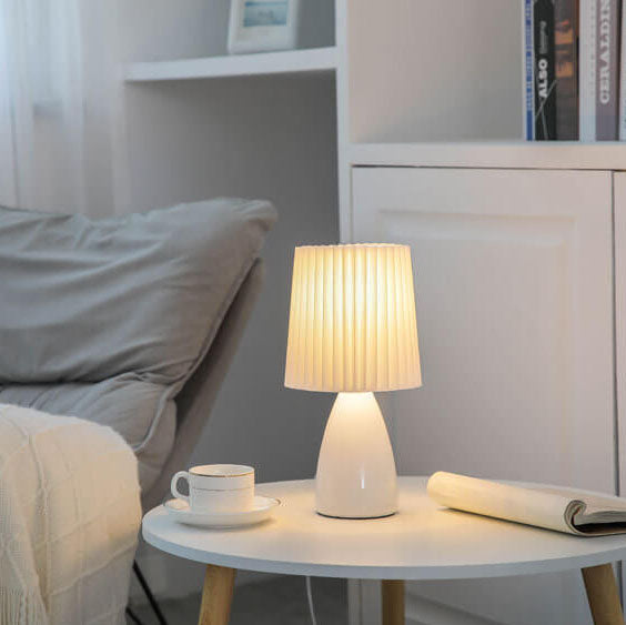 Lampada da Tavolo con Base in Vetro Pieghettato Vintage Nordico a 1 Luce