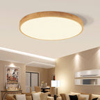 Lampada da soffitto a LED ultra-sottile rotonda in legno massello nordico