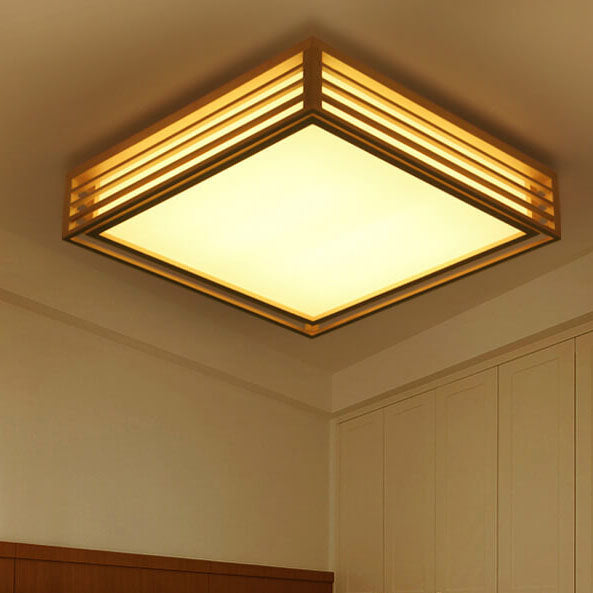 Lampada da soffitto LED quadrata in legno massello nordico stile giapponese