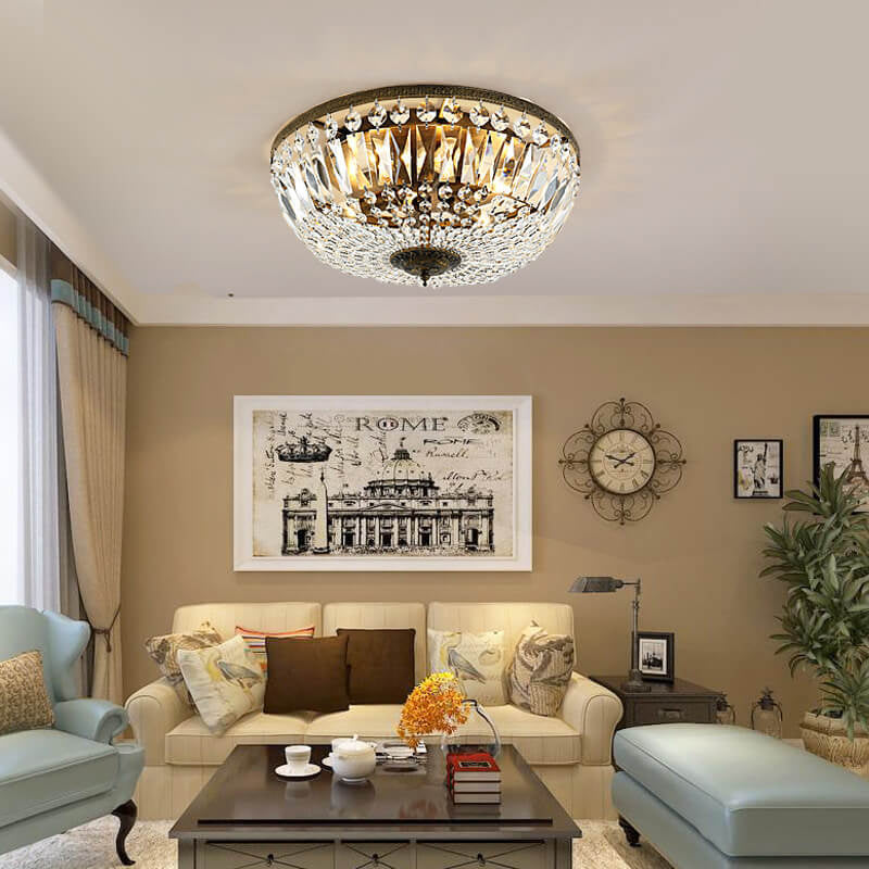 Lampada da soffitto vintage rotonda in cristallo 4/6 luci