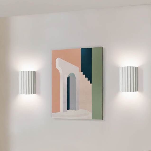 Lampada da parete a sconce con cilindro mezzo striato in resina Macaron 1 luce