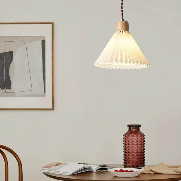 Lampada a Sospensione con Paralume Pieghettato Minimalista Nordico 1 Luce