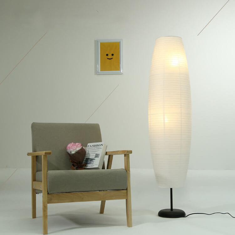 Lampada da terra con colonna in carta di riso minimalista nordica a 2 luci