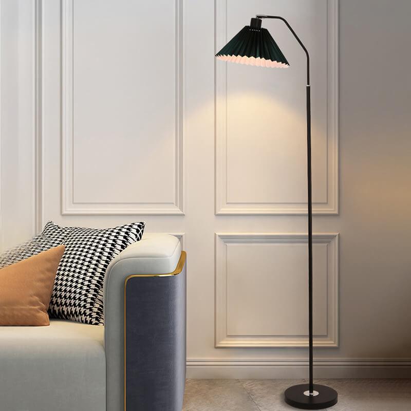 Lampada da terra con paralume plissettato in tessuto minimalista a 1 luce