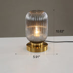 Lampada da Tavolo Ovale in Vetro Striato Nordico con Design a 1 Luce