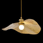 Lampada a Sospensione Moderna in Bronzo Dorato Colore Foglia di Loto 1 Luce