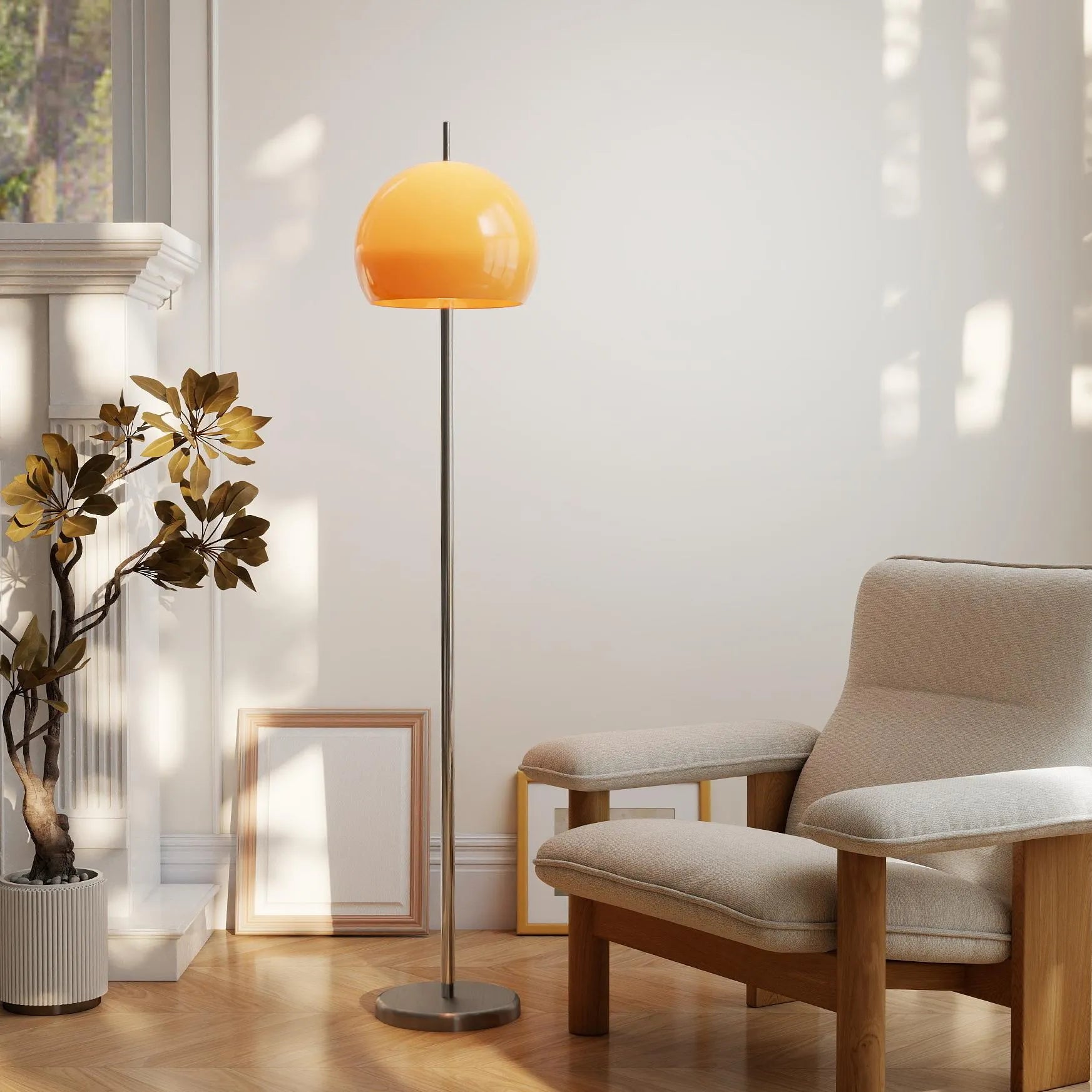 Lampada da Terra Rotonda in Vetro alla Moda