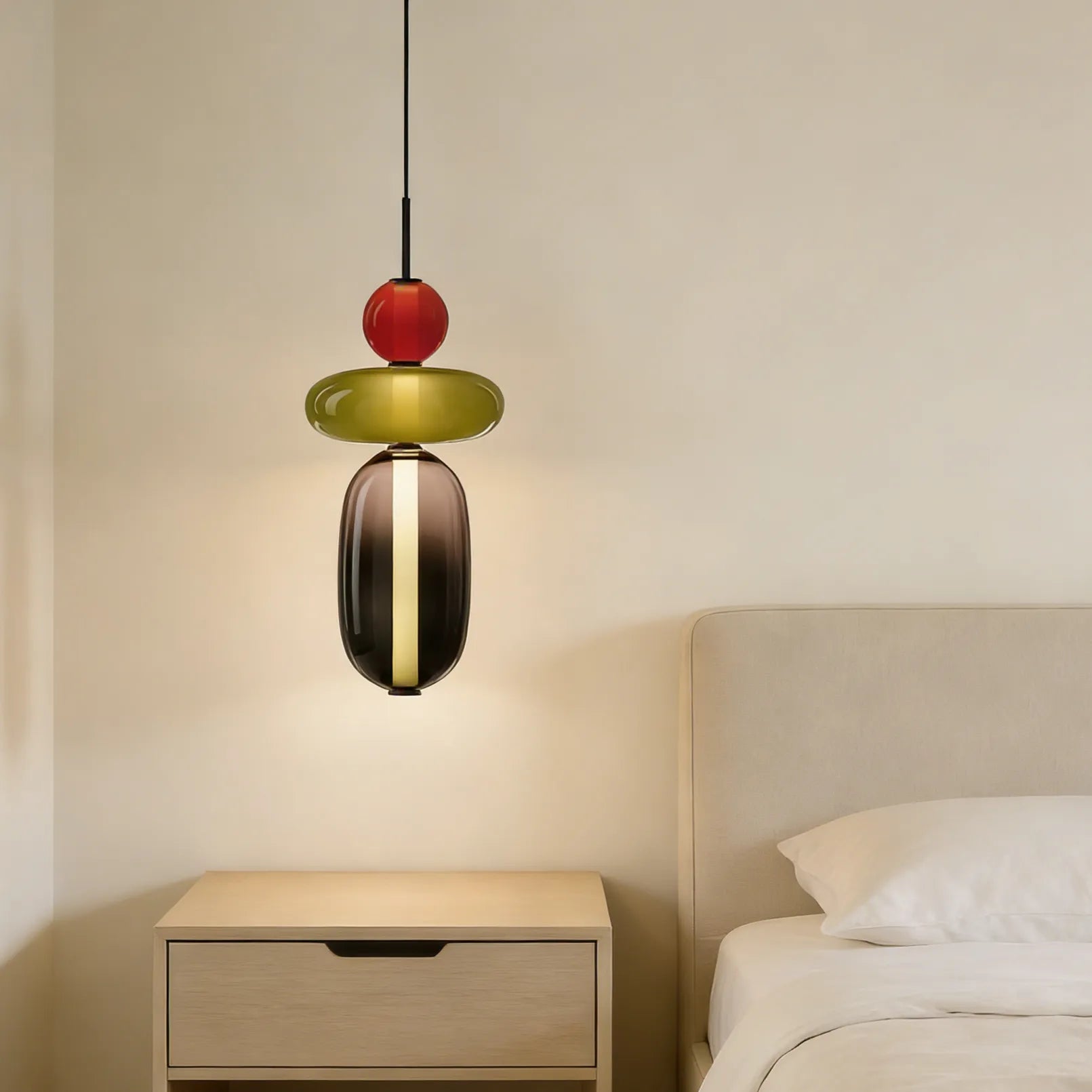 Lampada a Sospensione in Vetro Caramellato Chic