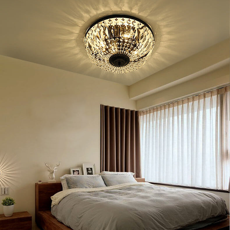 Lampada da soffitto vintage rotonda in cristallo 4/6 luci