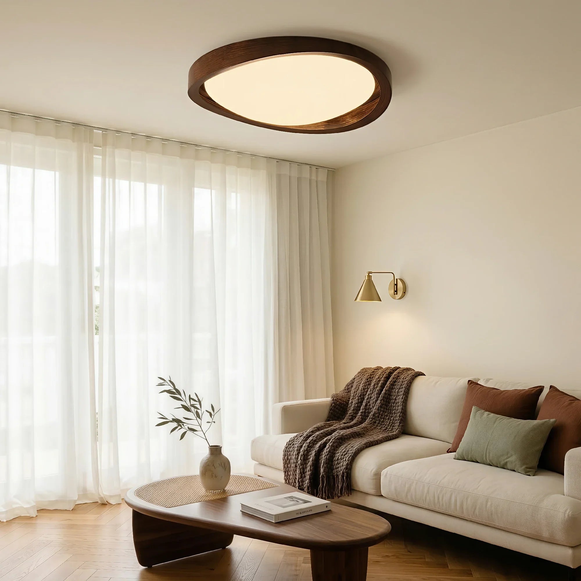 Lampada da soffitto rustica in acrilico organico