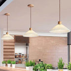 Lampada a Sospensione con Paralume Pieghettato Minimalista Nordico 1 Luce