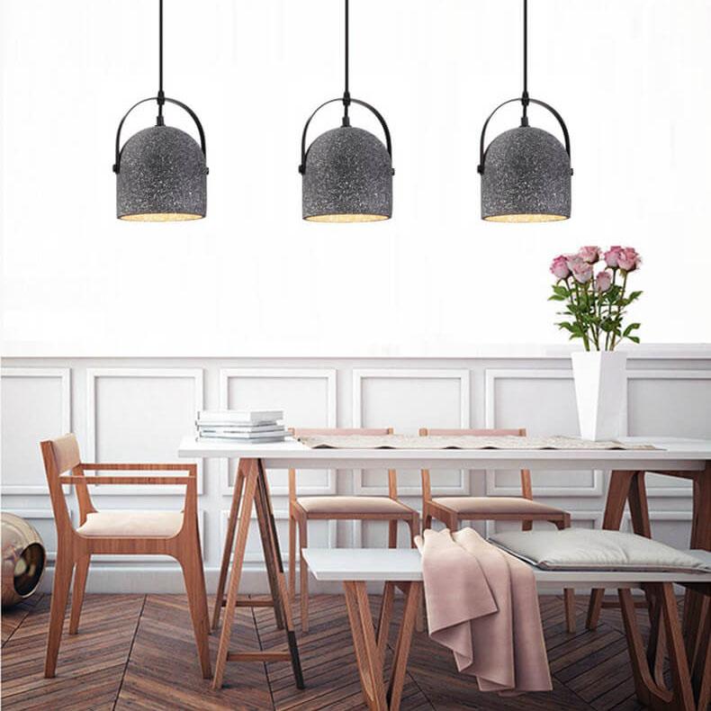 Lampada a Sospensione Cilindrica in Cemento Creativo Nordic con 1 Luce