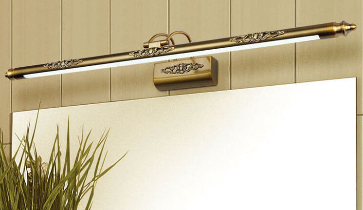 Specchio LED da parete retro europeo intagliato con 1 luce