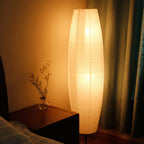 Lampada da terra con colonna in carta di riso minimalista nordica a 2 luci