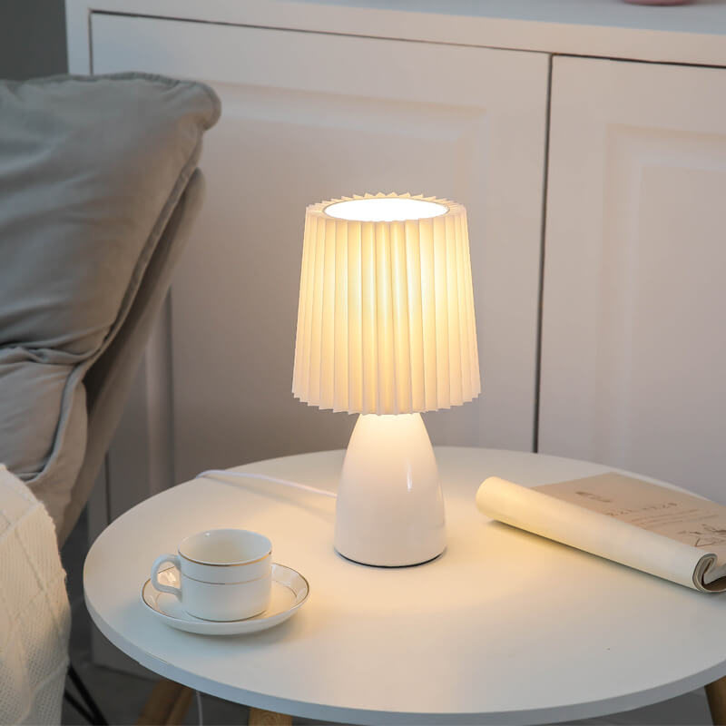 Lampada da Tavolo con Base in Vetro Pieghettato Vintage Nordico a 1 Luce