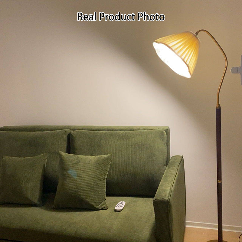 Lampada da terra in legno massello, ferro e tessuto, stile giapponese vintage con 1 luce