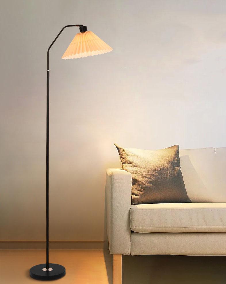 Lampada da terra con paralume plissettato in tessuto minimalista a 1 luce