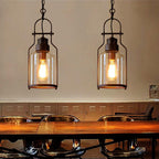 Lampada a Sospensione Vintage Industriale in Ferro e Vetro con 1 Luce