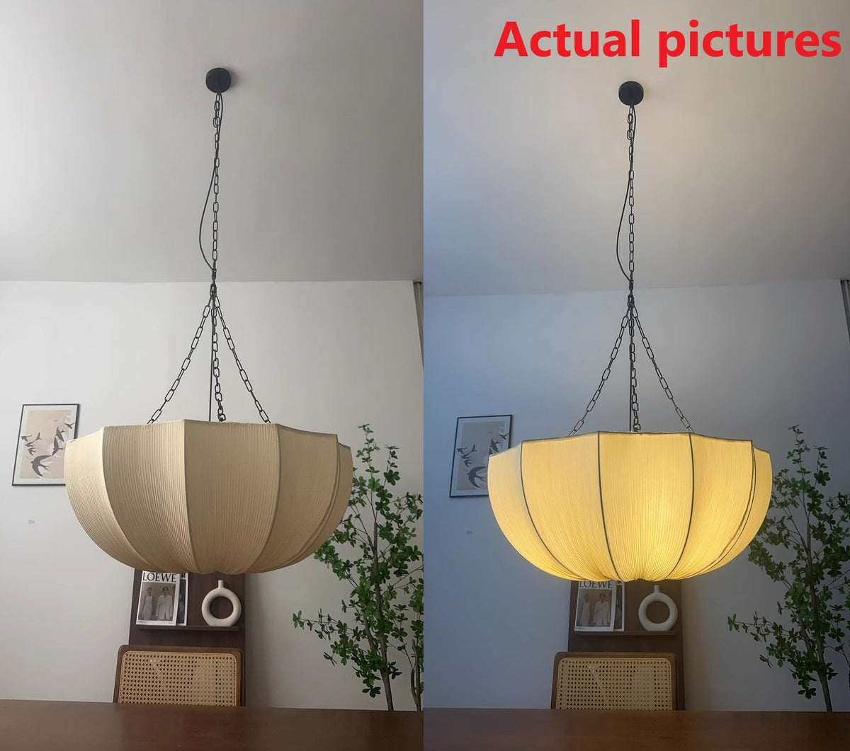 Lampadario Tradizionale Francese a Petalo Semicircolare in Tessuto con Struttura in Ferro 3/5 - Luce per Sala da Pranzo