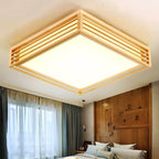 Lampada da soffitto LED quadrata in legno massello nordico stile giapponese