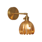 Applique da Parete in Vetro a Tulipano in Ottone Vintage 1 Luce