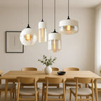 Lampada a sospensione moderna geometrica in vetro nero e ambra
