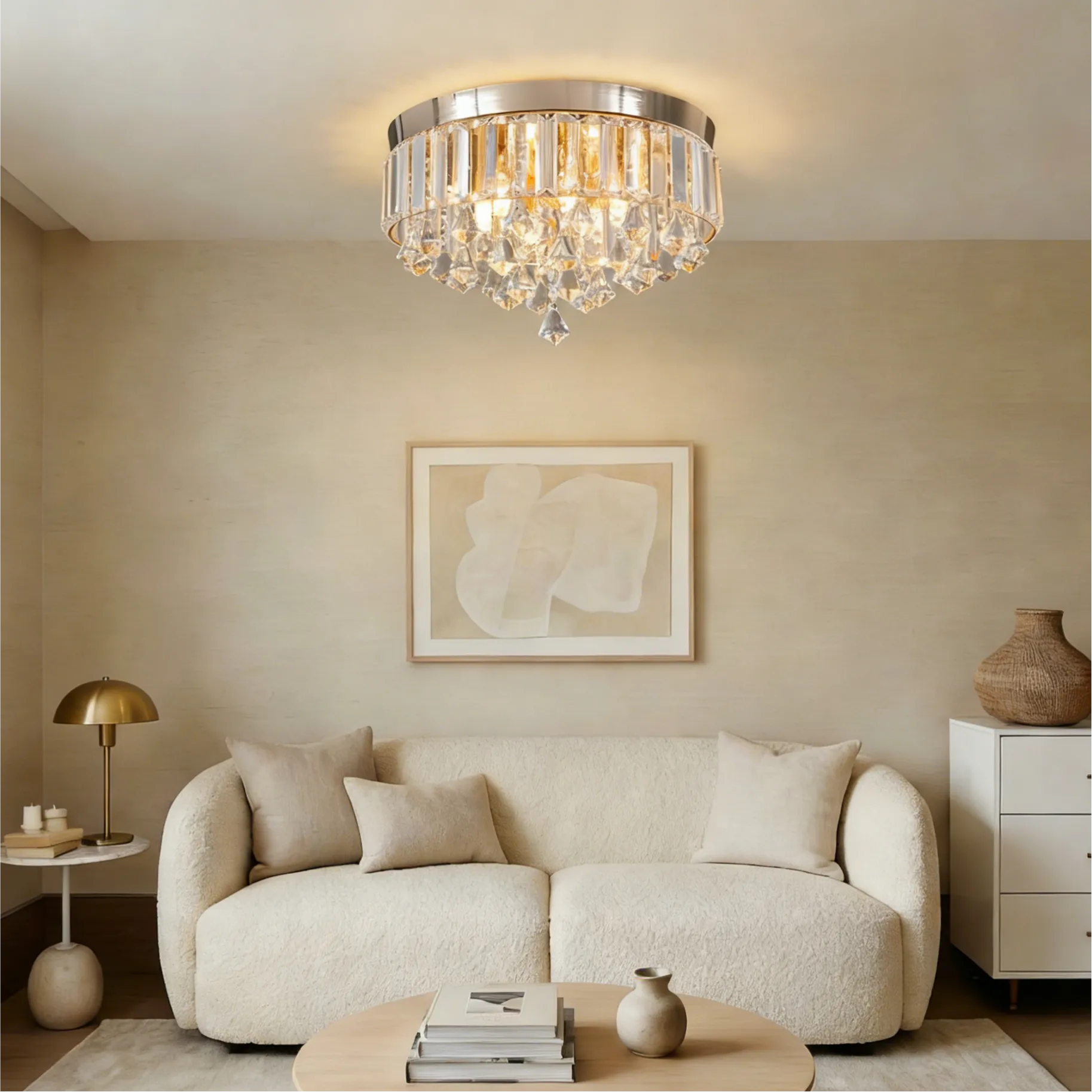 Moderna Luce da Soffitto Rotonda in Cristallo