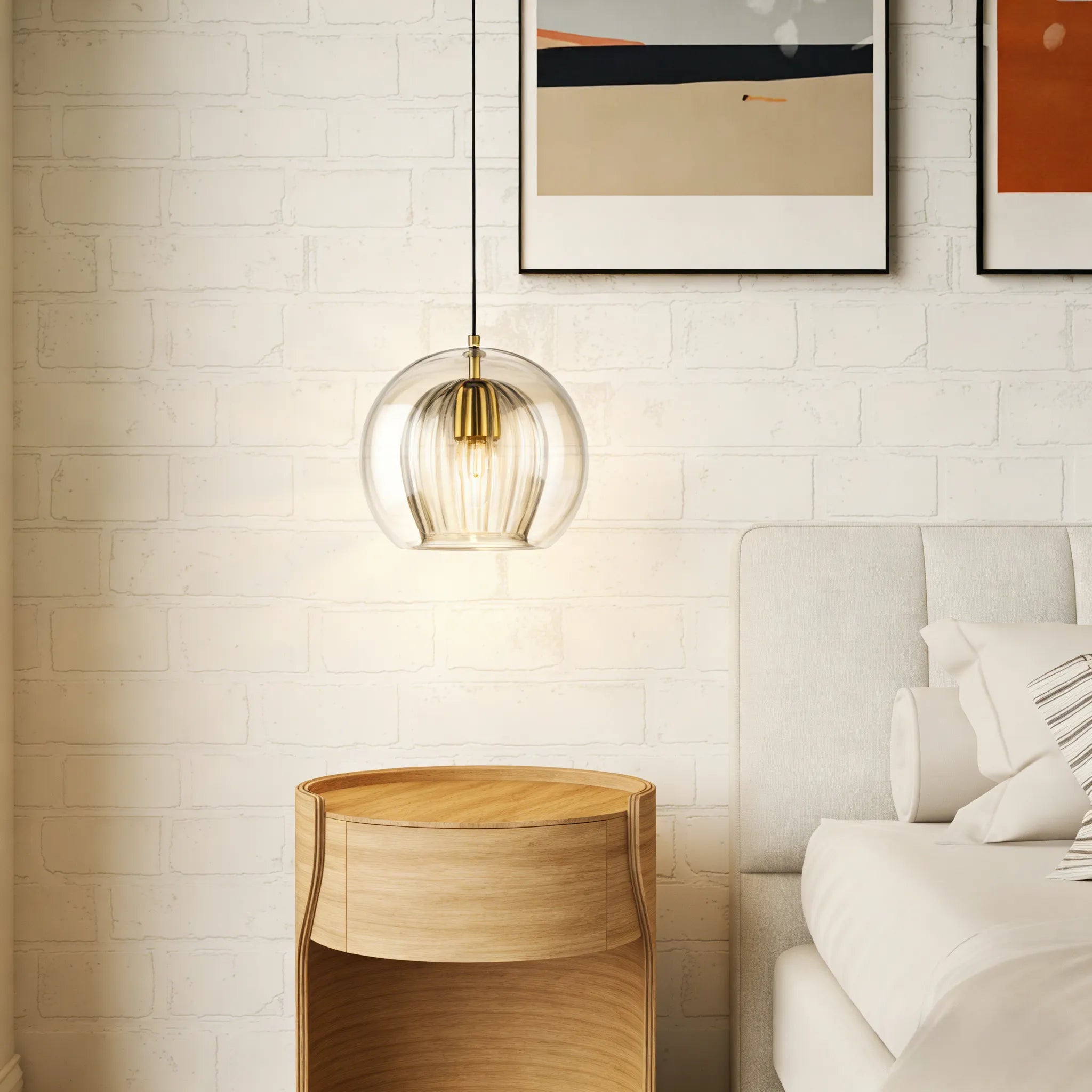 Lampada a Sospensione in Vetro Sferico Chic Moderno