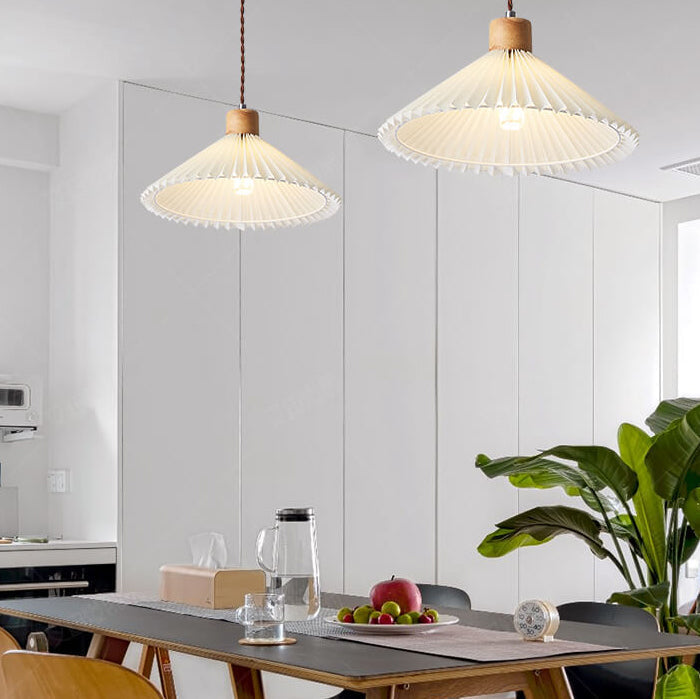 Lampada a Sospensione con Paralume Pieghettato Minimalista Nordico 1 Luce