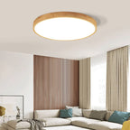 Lampada da soffitto a LED ultra-sottile rotonda in legno massello nordico