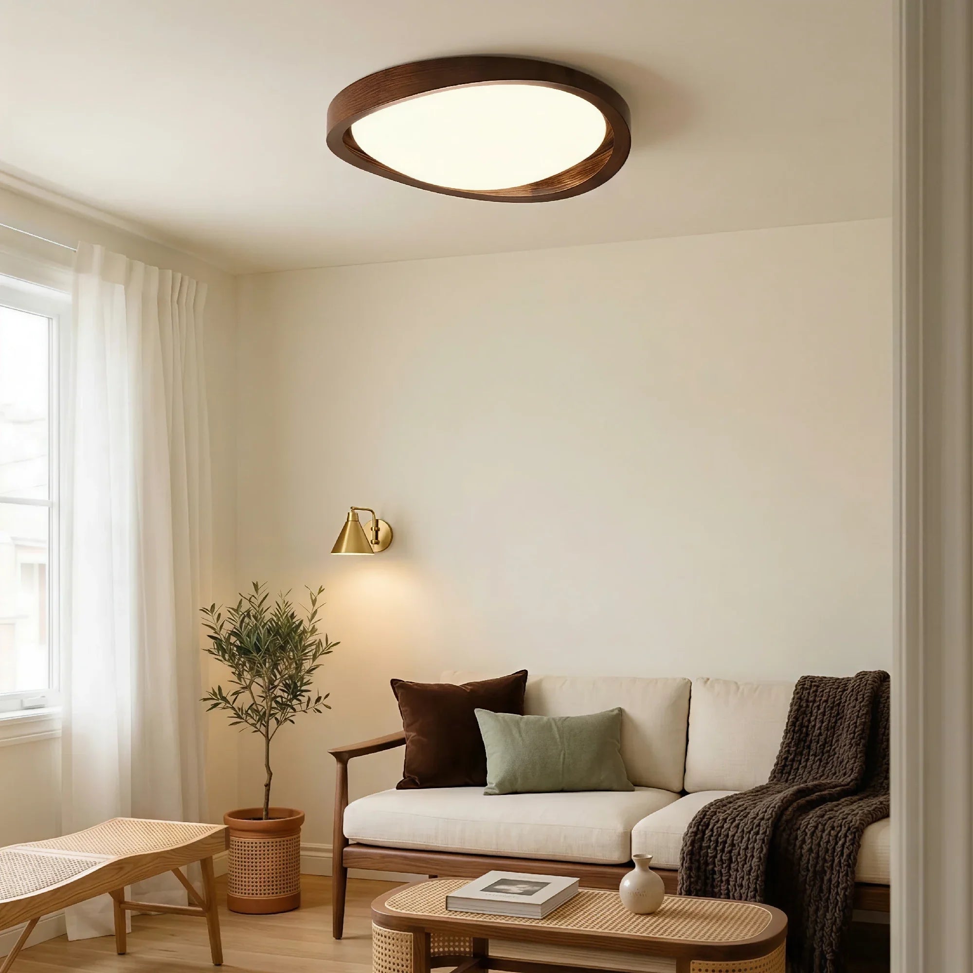 Lampada da soffitto rustica in acrilico organico