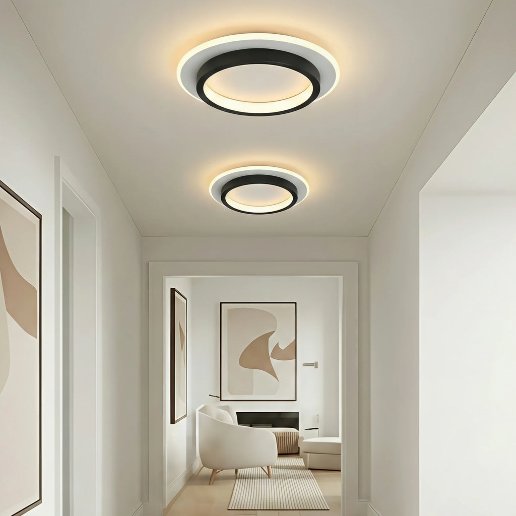 Lampada da soffitto moderna rotonda in metallo e acrilico