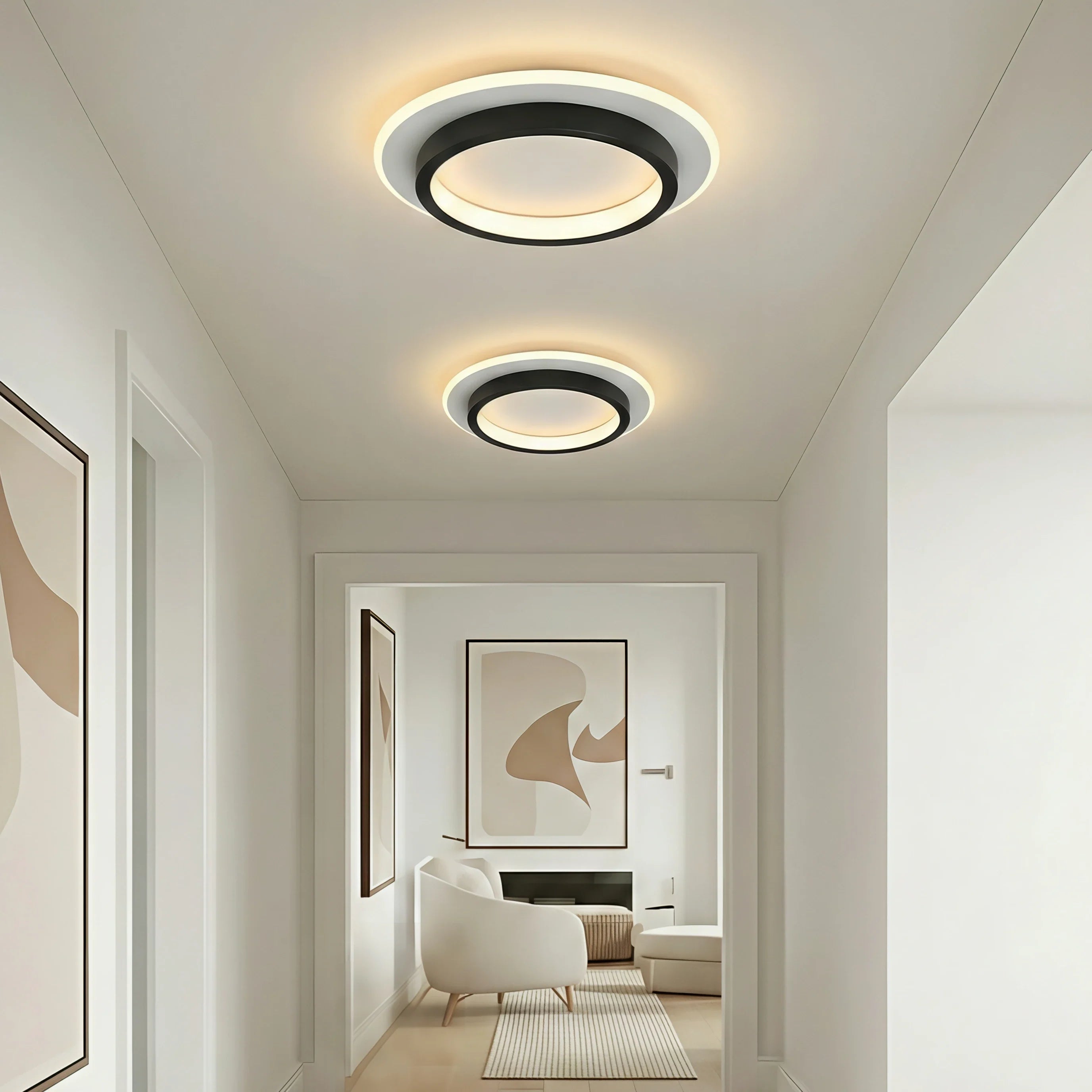 Lampada da soffitto moderna rotonda in metallo e acrilico